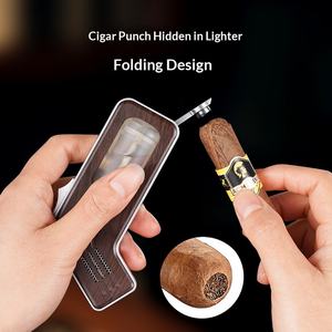 Briquet à flamme jet <span class=keywords><strong>3</strong></span> en 1 avec perforateur de cigares et aiguille, briquet à cigares au butane coupe-vent - Product Image 4