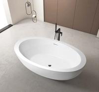 Baignoire ovale portable moderne pour adultes, douche, acrylique blanc, pierre artificielle, autoportante, fabriquée en Chine