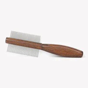 OEM/ODM Cat And Dog Needle Pet Grooming Comb Wood Open Knot To Go Flea Comb Natural PD For Pets Wooden Animal Brush
