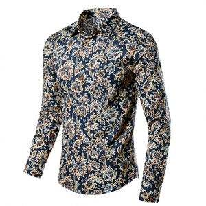 เสื้อเชิ้ตแขนยาวลายดอกไม้สำหรับผู้ชาย พิมพ์ลายติดกระดุม สไตล์ลำลอง ผ้าฝ้าย 100% ODM เป็นมิตรกับสิ่งแวดล้อม แห้งเร็ว ระบายอากาศได้ดี กันยับ รุ่น CS11 - Product Image 2