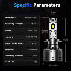 Novsight 240W 50000 lumen LED faros H7 H11 ánh sáng xe bóng đèn bombillos 9005 9006 H1 CANBUS Luces H4 Led Đèn Pha cho tự động - Product Image 6