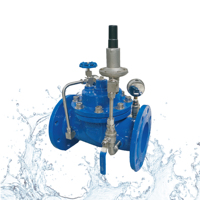 Katup Pengaman Penutup Lambat 200X PRV PN25 DN80-DN350 Piston Tembaga Pilot Biru Epoxy 250m untuk Pasokan Air Hidrolik Gedung Bertingkat Tinggi