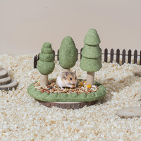 Bol d'alimentation à mâcher en poudre d'herbe Three Little Trees pour hamster, hamster syrien, décoration de cage forestière