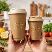Gobelets en papier compostables, biodégradables et écologiques, personnalisés, à double paroi avec couvercles, pour café à emporter, vente en gros