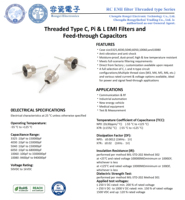 Filtre EMI de type fileté 220pF NPO 3KV pour circuits électroniques de précision.
