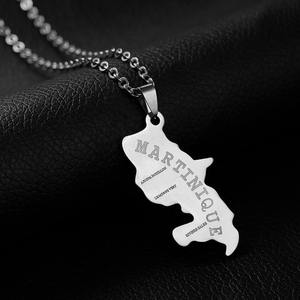 Offre Spéciale Plaqué Or <span class=keywords><strong>Martinique</strong></span> Carte Pendentif Collier Chaîne Carte Collier Cadeau De Mode Pour Couple - Product Image 2