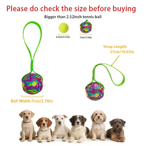 Jouets à mâcher interactifs pour chiens en mousse EVA durable et écologique, balle de 7 cm avec corde, style moderne, motif uni, pour l'exercice en extérieur - Product Image 3