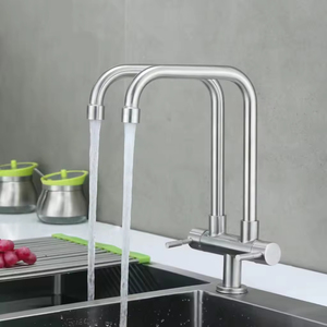 Hiện đại nóng 304 thép không gỉ chải vòi 360 độ xoay bồn rửa vòi nước đơn nước lạnh đôi xử lý Vòi Nước Nhà Bếp - Product Image 2