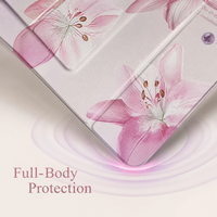 Étui pour tablette rose girly imprimé pour iPad 10e génération, motif floral mignon, housse de protection avec cristaux brillants pour enfants et filles