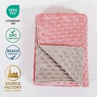 Couverture bébé en velours de pois pour nouveau-né, couleur unie, confortable, double couche minky, 100% polyester, anti-acariens, toutes saisons