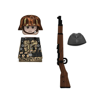 Figurines de soldats allemands de la Seconde Guerre mondiale N621-624, camouflage à motif pois, demi-couverture et couverture complète avec arme, jouet de construction en plastique ABS