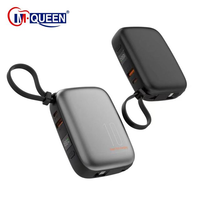 OEM External Fast Charging Portable Power Bank 10000/20000mAh Built-in Type-C Micro USB Cable Li-Polymer 2-in-1 Ultra Slim Quick