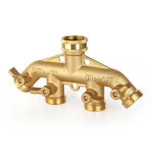 Kangweishen Desviador de Manguera de Latón de Cuatro Vías, Conector de Agua Roscado de 3/4 Pulgadas, Válvula Divisora para Jardín - Product Image 2