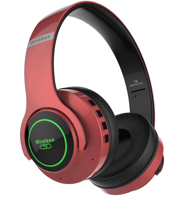 Oem High End Metallic Foldable Wireless Stereo Silent Disco Headphone Glowing Led Light Gaming Headset for Computer