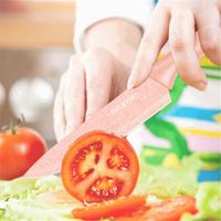 Ensemble de couteaux de cuisine 6 pièces en paille de blé, couteau de chef, couteau à barbecue, éplucheur japonais, couteaux à steak, couteaux à légumes, 10 couteaux avec logo personnalisé