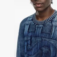 Pull en tricot personnalisé Pull en tricot de couleur bleue personnalisé Pull tricoté hiver effet délavé Pull Cowboy Tricots