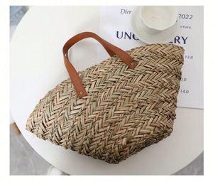 Bolso de Mano de Paja Natural de Diseño Moderno para Mujer, para la Playa, Verano, Moda al Aire Libre - Product Image 4