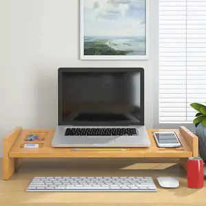 Combohome monitör standı yükseltici bambu masaüstü dizüstü bilgisayar tutucu ahşap masa depolama organizatör TV yazıcı standı ev ofis okul için