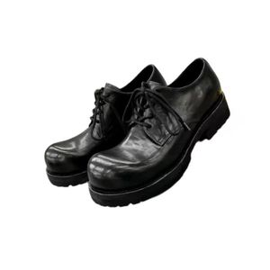 Zapatos Oxford de Cuero Negro con Punta Redonda, Cordones, Suela de Goma, Entresuela de EVA, Antideslizantes, para Todas las Temporadas, Calzado Casual para Hombre - Product Image 1