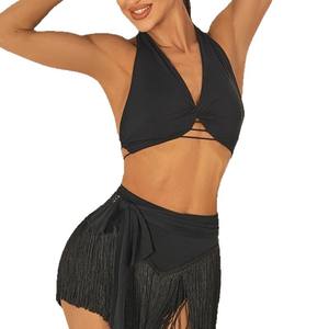 Ensemble de <span class=keywords><strong>danse</strong></span> latine sexy pour femme : haut à col en V et jupe, design croisé, tenue de <span class=keywords><strong>danse</strong></span> de salon, jazz, samba, rumba, tango, salsa - Product Image 3