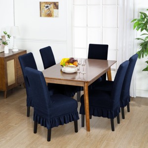 <span class=keywords><strong>Set</strong></span> di <span class=keywords><strong>6</strong></span> elastici Spandex <span class=keywords><strong>coprisedie</strong></span> con gonna per cucina sala da pranzo - Product Image 3