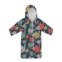 Vente en gros d'enfants gaufrés 100% microfibre serviette personnalisée zippée Surf serviette de bain Poncho manteau à langer pour les enfants