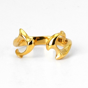 Zoryn <b>Gold</b> Plated Stainless Steel Open Band <b>Ring</b> with Abstract <b>Snake</b> Curve Design Modern Luxury Minimalist Unisex Jewelry Ideal - Product Image 3