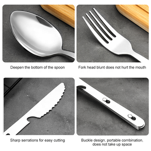 Thiết kế mới xách tay cá nhân du lịch ngoài trời 3 trong 1 muỗng nĩa Knife Set thép không gỉ cá nhân thiết lập dao kéo - Product Image 4