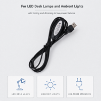 Contrôleur de temps OEM 3H 6H 12H avec bouton interrupteur et câble USB pour lampe de bureau et éclairages LED