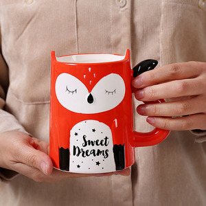 Raposa Caneca Cerâmica Novidade Caneca De Café Copo De Chá Animal Bonito Com Alça Caneca Criativa - Product Image 4