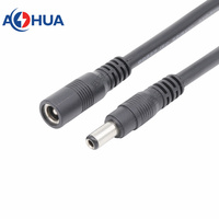 M12 2 Pin 5521/5525 DC Wanita Pria Arus lemah 5A adaptor DC Jack Universal tahan air Led konektor kawat