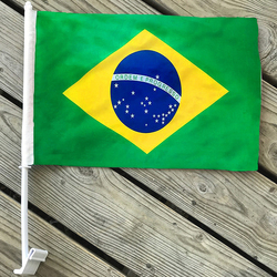 Venta al por mayor 30CM * 45CM poliéster decorativo impreso coche ventana bandera Brasil bandera con asta <span class=keywords><strong>de</strong></span> bandera para exteriores - Product Image 2