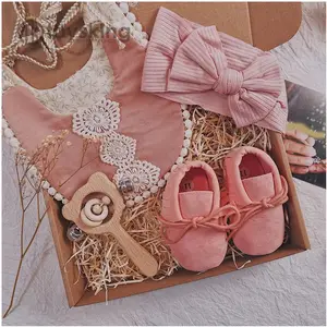 Recém-nascido Infantil Sapatos de Bebê Bonito Slip-on Sapato Bonito para Menina Baby Shower Gift Set