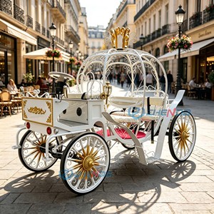 Nouvelle Carrosse de Mariage Cendrillon Populaire en Métal en Forme de Citrouille Électrique/à Chevaux 6 Places Couleur Personnalisable 3.8x1.65x2.3m - Product Image 4