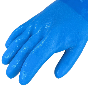 Gants de travail OEM bleus entièrement enduits de nitrile, avec doublure tricotée en coton cousue, finition sablée, résistants aux huiles et aux produits chimiques, pour usage industriel - Product Image 3