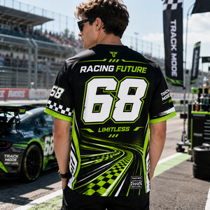 2026 New Arrival <b>Track</b> Mode Racing Fan Tee Men Women Loose Casual Breathable Full Sublimation Custom Number Sports Short Sleeve - Product Image 2