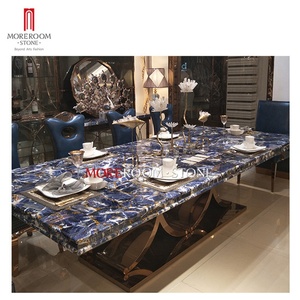 Muebles de Sala de Estar de Lujo, Mesa de Granito Azul Bahina con Piedras Semipreciosas en Dubái - Product Image 1