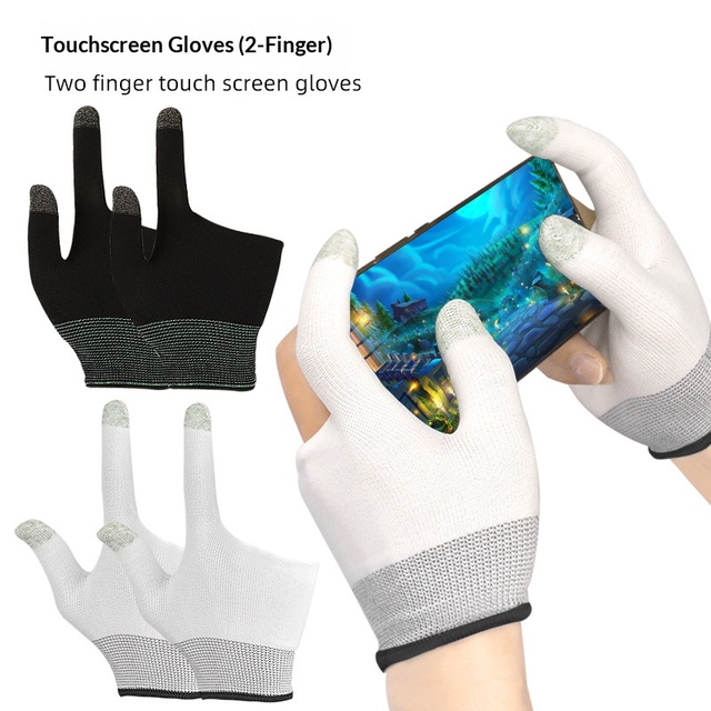 Hot Sell Two Finger Touchscreen Durable Lightweight Breathable Sweatproof Graphene Fingertip Nylon Esports Mobile Game Gloves