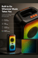 Speaker Portabel HANSUO HS-TD04A6-B Dual 4 Inch dengan Baterai Rechargeable 1800mAh, Lampu RGB, USB, FM, dan Rekaman