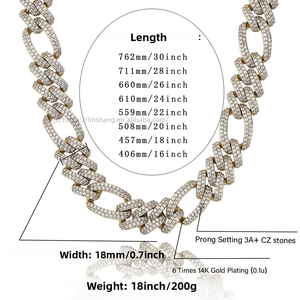 European American Full-Diamond Copper Electroplated Cuban Link <b>Chains</b> <b>Cross</b>-Border for Hot-Selling for Necklaces - Product Image 4