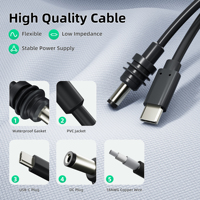 Câble d'alimentation USB-C vers DC étanche Starlink Mini, accessoire court de 0,6 m, câble de charge Type-C vers DC mâle pour alimentation d'ordinateur portable PD 65W