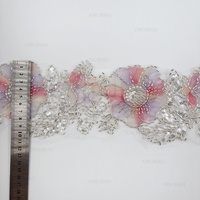 Bordure en dentelle perlée et pailletée de luxe pour Abaya Kaftan, ruban en maille scintillante pour voile de mariée et vêtement, bordure en dentelle de couture de haute qualité