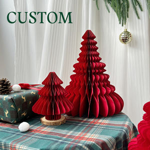 Lot de sapins de Noël en papier en gros, décorations 3D en nid d'abeille et ornements suspendus pour <span class=keywords><strong>les</strong></span> fêtes de fin d'année, vente au détail, logo personnalisé disponible - Product Image 3