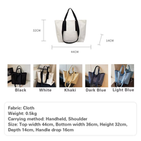 Sac en toile avec impression sérigraphiée et poignées contrastées noires, sac de transport réutilisable pour les événements sur le campus, les marchés et les sorties du week-end