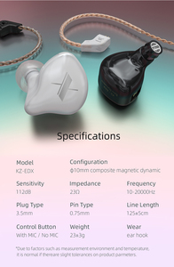 Nouveaux écouteurs <span class=keywords><strong>KZ</strong></span> EDX 1 dynamique HIFI Bass, écouteurs intra-auriculaires, moniteur intra-auriculaire, casque sport, réduction de bruit - Product Image 6