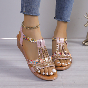 Nouvel ensemble été 2025 – Sandales romaines rétro perlées pour femme, décontractées et sportives, à séchage rapide, avec semelle intérieure en PVC, mules plates 615 - Product Image 3