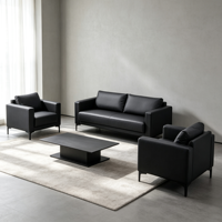 Ensemble de canapés en cuir PU gris 1+1+3, ensemble de canapés modernes économiques pour salon, bureau à domicile et usage commercial