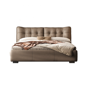 <span class=keywords><strong>Letto</strong></span> Moderno Minimalista in Vera Pelle, Imbottito, King Size, Lussuoso Arredamento per Camera da <span class=keywords><strong>Letto</strong></span> Matrimoniale, <span class=keywords><strong>Letto</strong></span> di Design Morbido e Confortevole - Product Image 6