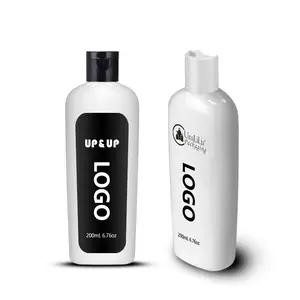 Etiqueta personalizada 200ml, pet branco garrafa de espremer oval de plástico para bb creme hidratante de loção cuidados com a pele embalagem