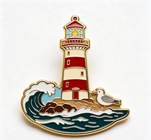 Pin de Solapa Esmaltado Personalizado con Diseño de Faro, Artesanía Metálica de Esmalte Suave, Insignia de Recuerdo con Temática de Viajes, Regalo - Product Image 3